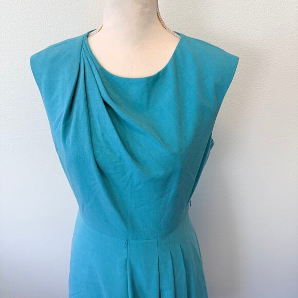 Calvin Klein Womens Dress Blue Aqua Sleeveless Pleated Bodice Knee Length Size 6 - Picture 5 of 11